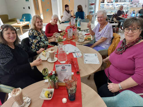 Five of our members at Severn Hospice's Refresh café